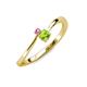 3 - Lucie 4.10 mm Bold Round Pink Sapphire and Peridot 2 Stone Promise Ring 