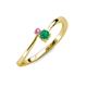 3 - Lucie 4.10 mm Bold Round Pink Sapphire and Emerald 2 Stone Promise Ring 