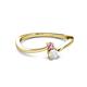2 - Lucie 4.10 mm Bold Round Pink and White Sapphire 2 Stone Promise Ring 