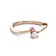 2 - Lucie 4.10 mm Bold Round Pink and White Sapphire 2 Stone Promise Ring 