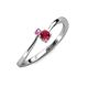 3 - Lucie 4.10 mm Bold Round Pink Sapphire and Ruby 2 Stone Promise Ring 
