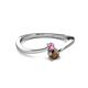 2 - Lucie 4.10 mm Bold Round Pink Sapphire and Smoky Quartz 2 Stone Promise Ring 