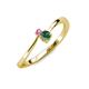 3 - Lucie 4.10 mm Bold Round Pink Sapphire and Lab Created Alexandrite 2 Stone Promise Ring 