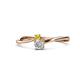 1 - Lucie 4.10 mm Bold Round Yellow Sapphire and Diamond 2 Stone Promise Ring 
