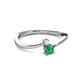2 - Lucie 4.10 mm Bold Round White Sapphire and Emerald 2 Stone Promise Ring 