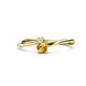 1 - Lucie 4.10 mm Bold Round White Sapphire and Citrine 2 Stone Promise Ring 