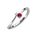 3 - Lucie 4.10 mm Bold Round White Sapphire and Ruby 2 Stone Promise Ring 