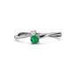 1 - Lucie 4.10 mm Bold Round White Sapphire and Emerald 2 Stone Promise Ring 
