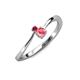 3 - Lucie 4.10 mm Bold Round Ruby and Pink Tourmaline 2 Stone Promise Ring 