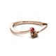 2 - Lucie 4.10 mm Bold Round Ruby and Smoky Quartz 2 Stone Promise Ring 