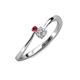 3 - Lucie 4.10 mm Bold Round Ruby and Diamond 2 Stone Promise Ring 