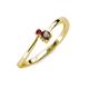 3 - Lucie 4.10 mm Bold Round Ruby and Smoky Quartz 2 Stone Promise Ring 