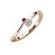 3 - Lucie 4.10 mm Bold Round Ruby and Diamond 2 Stone Promise Ring 