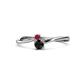 1 - Lucie 4.10 mm Bold Round Ruby and Black Diamond 2 Stone Promise Ring 