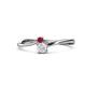 1 - Lucie 4.10 mm Bold Round Ruby and White Sapphire 2 Stone Promise Ring 