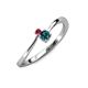3 - Lucie 4.10 mm Bold Round Ruby and Blue Diamond 2 Stone Promise Ring 
