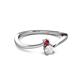 2 - Lucie 4.10 mm Bold Round Ruby and White Sapphire 2 Stone Promise Ring 