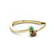 2 - Lucie 4.10 mm Bold Round Emerald and Smoky Quartz 2 Stone Promise Ring 