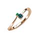 3 - Lucie 4.10 mm Bold Round Emerald and Blue Diamond 2 Stone Promise Ring 