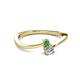 2 - Lucie 4.10 mm Bold Round Emerald and Lab Grown Diamond 2 Stone Promise Ring 