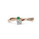 1 - Lucie 4.10 mm Bold Round Emerald and Lab Grown Diamond 2 Stone Promise Ring 