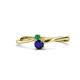 1 - Lucie 4.10 mm Bold Round Emerald and Blue Sapphire 2 Stone Promise Ring 