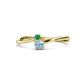 1 - Lucie 4.10 mm Bold Round Emerald and Aquamarine 2 Stone Promise Ring 