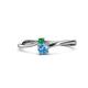 1 - Lucie 4.10 mm Bold Round Emerald and Blue Topaz 2 Stone Promise Ring 