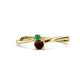 1 - Lucie 4.10 mm Bold Round Emerald and Red Garnet 2 Stone Promise Ring 