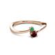 2 - Lucie 4.10 mm Bold Round Emerald and Red Garnet 2 Stone Promise Ring 