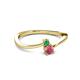 2 - Lucie 4.10 mm Bold Round Emerald and Rhodolite Garnet 2 Stone Promise Ring 