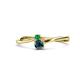 1 - Lucie 4.10 mm Bold Round Emerald and Blue Diamond 2 Stone Promise Ring 