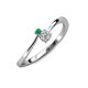 3 - Lucie 4.10 mm Bold Round Emerald and Lab Grown Diamond 2 Stone Promise Ring 