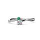 1 - Lucie 4.10 mm Bold Round Emerald and Diamond 2 Stone Promise Ring 