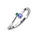 3 - Lucie 4.10 mm Bold Round Emerald and Tanzanite 2 Stone Promise Ring 