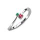 3 - Lucie 4.10 mm Bold Round Emerald and Rhodolite Garnet 2 Stone Promise Ring 