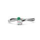 1 - Lucie 4.10 mm Bold Round Emerald and White Sapphire 2 Stone Promise Ring 