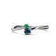 1 - Lucie 4.10 mm Bold Round Emerald and Blue Diamond 2 Stone Promise Ring 