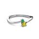 2 - Lucie 4.10 mm Bold Round Emerald and Yellow Diamond 2 Stone Promise Ring 