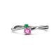 1 - Lucie 4.10 mm Bold Round Emerald and Pink Sapphire 2 Stone Promise Ring 