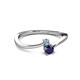 2 - Lucie 4.10 mm Bold Round Aquamarine and Blue Sapphire 2 Stone Promise Ring 