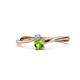 1 - Lucie 4.10 mm Bold Round Aquamarine and Peridot 2 Stone Promise Ring 