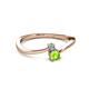 2 - Lucie 4.10 mm Bold Round Aquamarine and Peridot 2 Stone Promise Ring 