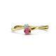 1 - Lucie 4.10 mm Bold Round Aquamarine and Rhodolite Garnet 2 Stone Promise Ring 