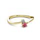 2 - Lucie 4.10 mm Bold Round Aquamarine and Rhodolite Garnet 2 Stone Promise Ring 