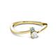 2 - Lucie 4.10 mm Bold Round Aquamarine and White Sapphire 2 Stone Promise Ring 