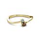 2 - Lucie 4.10 mm Bold Round Aquamarine and Smoky Quartz 2 Stone Promise Ring 