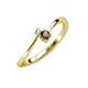 3 - Lucie 4.10 mm Bold Round Aquamarine and Smoky Quartz 2 Stone Promise Ring 