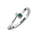 3 - Lucie 4.10 mm Bold Round Aquamarine and Lab Created Alexandrite 2 Stone Promise Ring 