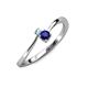 3 - Lucie 4.10 mm Bold Round Aquamarine and Blue Sapphire 2 Stone Promise Ring 